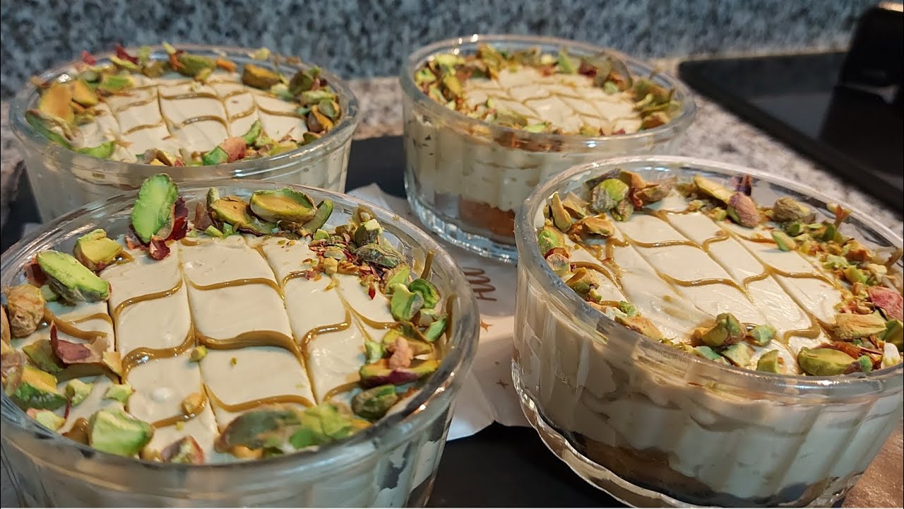 تحلية تراميسو بالفستق توجديه في خمس دقائق و لذيذ ،tiramisú de pistacho en 5 minutos 