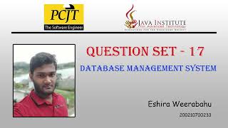 Question Set 17 | Database Management System | Java Institute