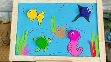 Làm bức tranh sinh vật biển bằng nắp chai , mô hình sinh vật biển bằng nắp chai nhựa #taichechainhua