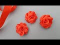 How to make ribbon roses  diy ribbon flowers  trending ribbon flower making trick