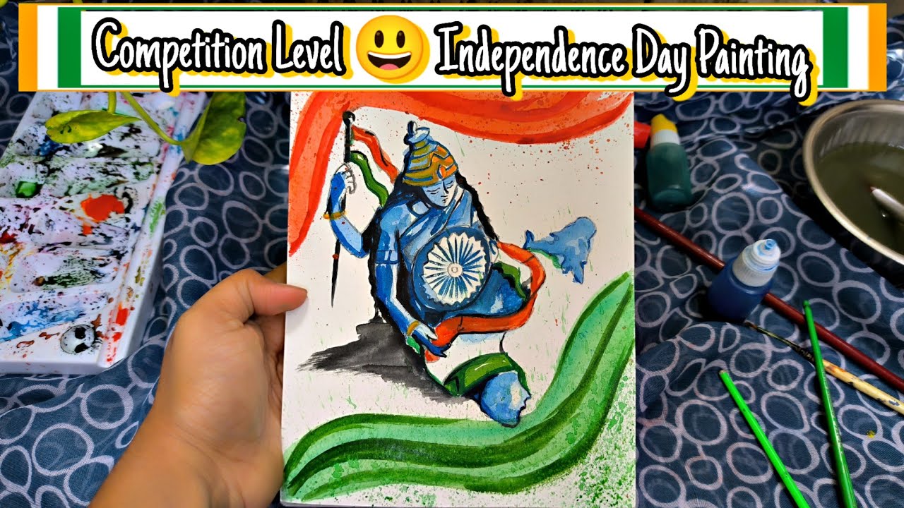 Independence Day Drawing Watercolors | Independence Day Drawing For Competition | 15 August Drawing