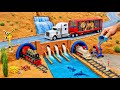 DIY Mini Truck Builds Brick &amp; Metal Railing Bridge | Fun Construction Science Project #4