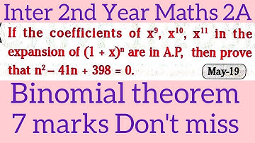 Binomial theorem||Inter 2nd Year Maths 2A in telugu@maths naresh eclass
