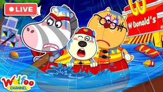 Live Rainstorm Flooded Our Fast Food Shop - Mcdonalds Adventure Kids Cartoon Wolfoo Channel