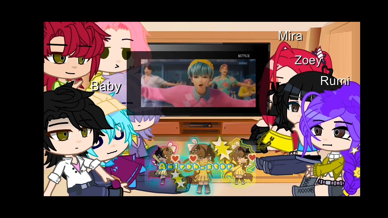 HUNTRIX & SAJA BOYS React to each Other's Song's/(Part 3)\/({ Soda Pop})/\{Gacha club}\