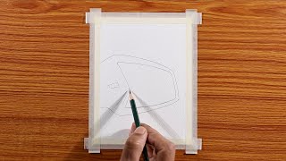 Easy Drawing for Beginners / Beautiful View in Car side Mirror / Step by Step