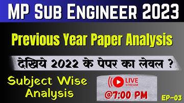 MP Sub Engineer 2023 | MP Sub Engineer PYQ Analysis ( EP -02)|Last year paper subject wise analysis