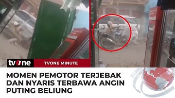 Detik-detik Pemotor Terjebak Angin Puting Beliung di Kawasan Rancaekek | tvOne Minute