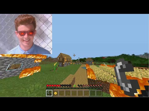 Rick Astley Burns Down a Village in Minecraft