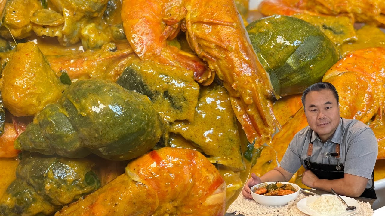 Cooking Pumpkin Seafood curry from Childhood memory (Ua Kees Xyaw Taub, Cw, Qwj Thiab Pesdeg)