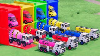 Download Lagu Trucks With COLORS - SCANIA MIXER TRUCK and MAN MILK TRUCK with FLATBED TRAILER TRUCK - FS22 MP3