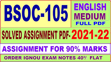 bsoc 105 solved assignment 2021-22 / bsoc 105 solved assignment in English / ignou bsoc 105