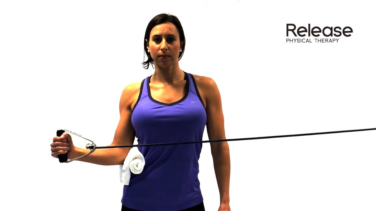 Standing Shoulder External Rotation with Theraband - YouTube