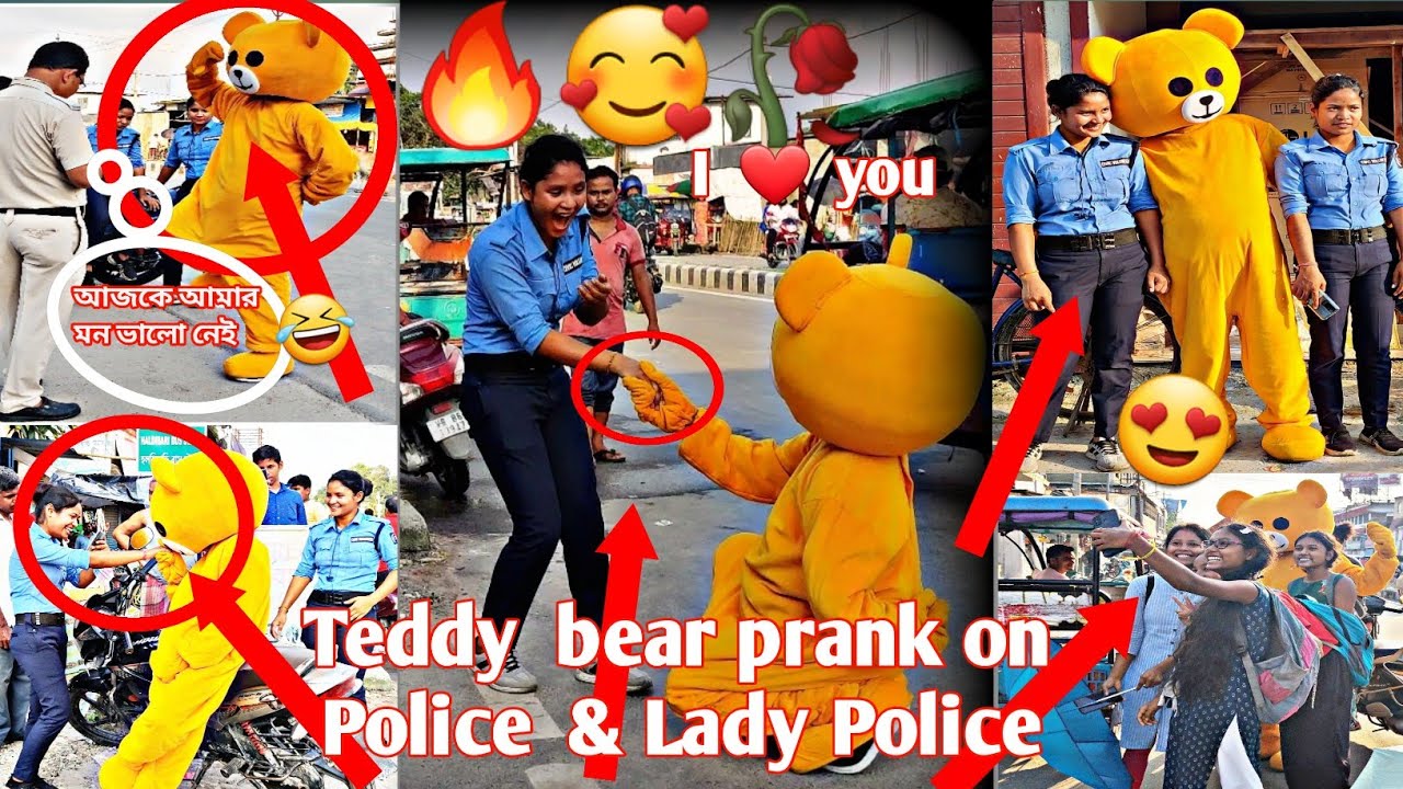 Teddy bear prank on Police &Lady Police 🔥🥰|Romantic public reaction😆|Haldibari bazar😘| @Crazy Teddy