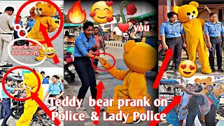 Teddy bear prank on Police &Lady Police 🔥🥰|Romantic public reaction😆|Haldibari bazar😘| @Crazy Teddy