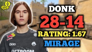 DONK (28-14) RATING: 1.67 | EU FACEIT (MIRAGE) +VOICE | CS2 POV