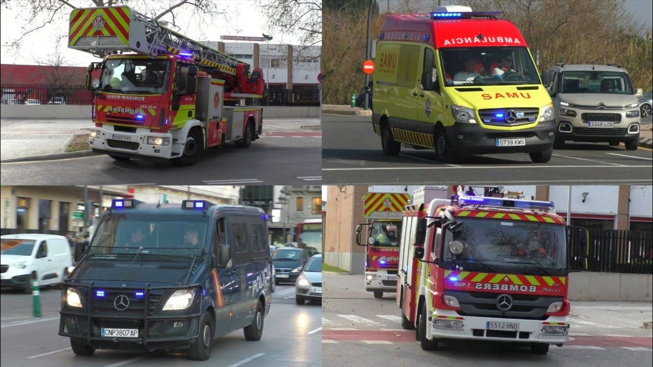 Einsatzfahrten in Valencia - Spanien von Feuerwehr, Rettungsdienst & Polizei