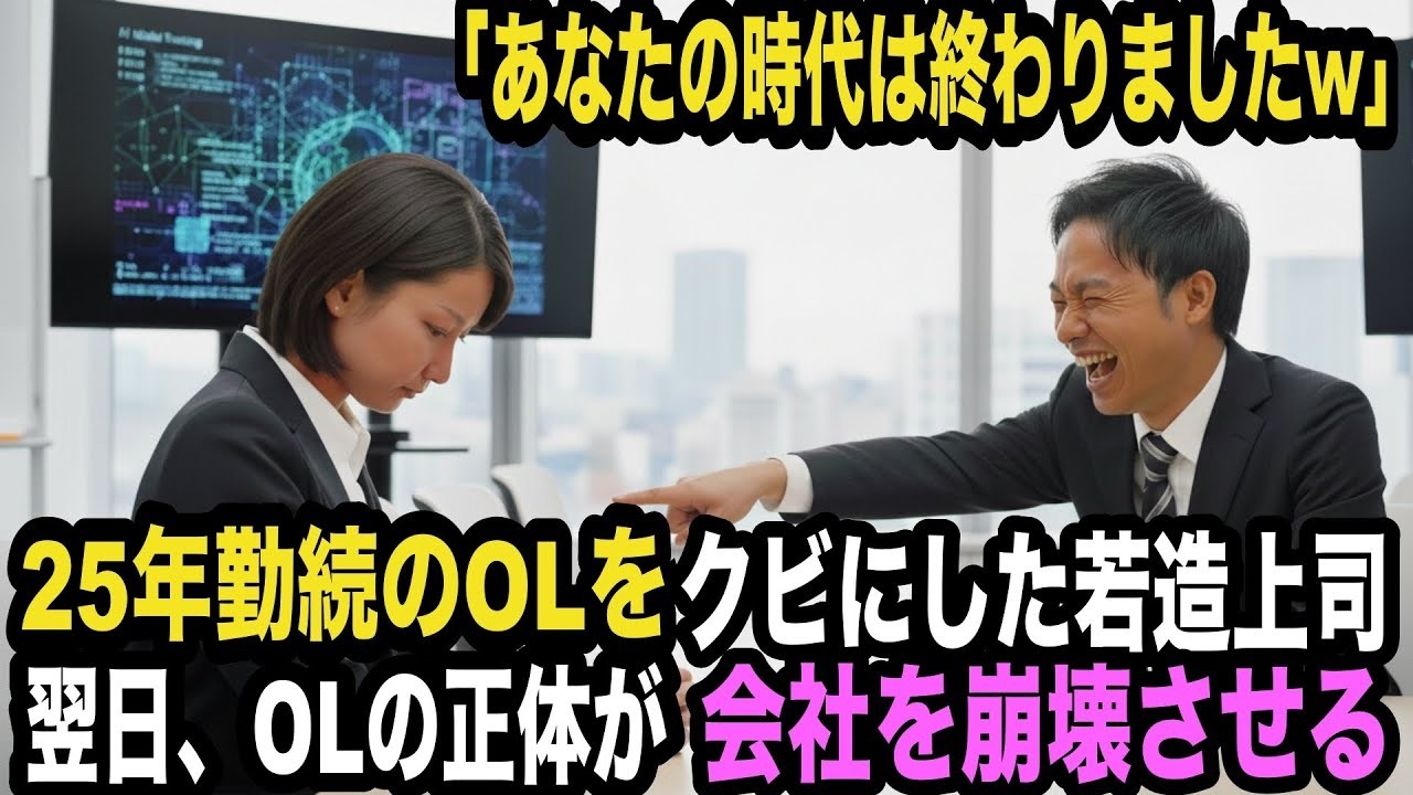「あなたの時代は終わりましたw」25年勤続のOLをクビにした若造上司。翌日、OLの正体が会社を崩壊させる