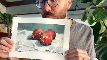 GOUACHE PAINTING: Apples Still Life