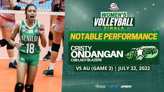Notable Performance Cristy Ondangan Ncaa Season 97 Womens Volleyball Finals Game 2