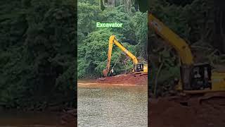 JCB Excavator River Water Digging | Long Boom Heavy Machine#excavator
