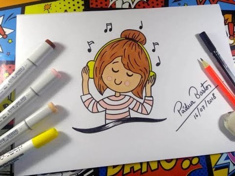 Como desenhar Bonequinha Tumblr Ouvindo Música #arteeciabrasil 