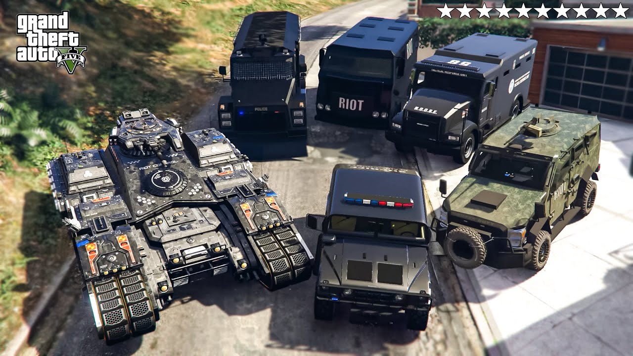Franklin Stealing HEAVY RIOT POLICE Vehicles in GTA 5! - YouTube