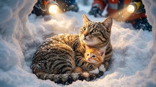Papa Cat Protects Ginger During The Snowstorm ❄️💕