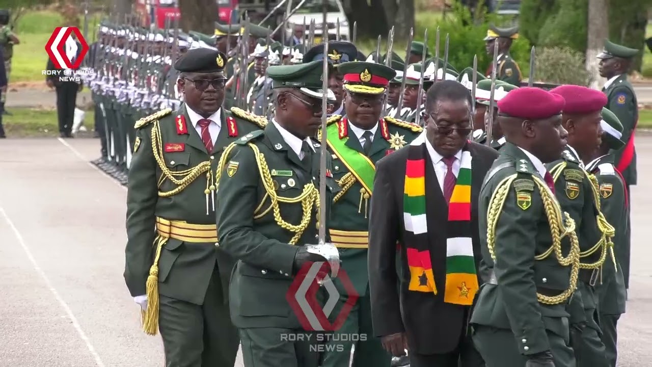 President Mnangagwa inspects Guard of Honour at Zimbabwe Military Academy in Gweru