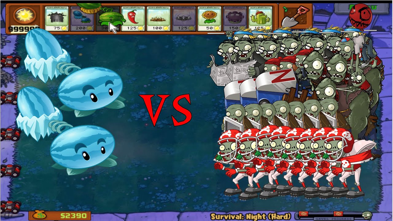 Plants Vs Zombies Survival Night Hard - YouTube