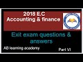 2018 E.C Accounting and finance exit exam questions and an