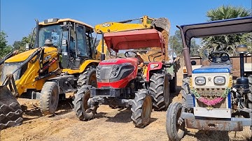 Jcb 3dx Backhoe Machine Loading Mud In Mahindra 4WD Tractor and Swaraj Tractor | Jcb Tractor Cartoon
