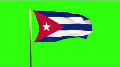 Cuba flag waving in the wind. Green screen, alpha matte. Loopable animation Stock video by