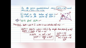 In the given quadrilateral ABCD, angle DAC = 90° & AB=AC=AD=DE=EB. Find angle EAC& angle ABE
