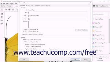 Acrobat Pro DC Tutorial Adding Metadata- Adobe Acrobat Pro DC Training Tutorial Course