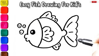 Easy Fish Drawing for Kids: Step-by-Step Tutorial! | #kids #drawing