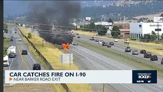 Car catches fire on I-90