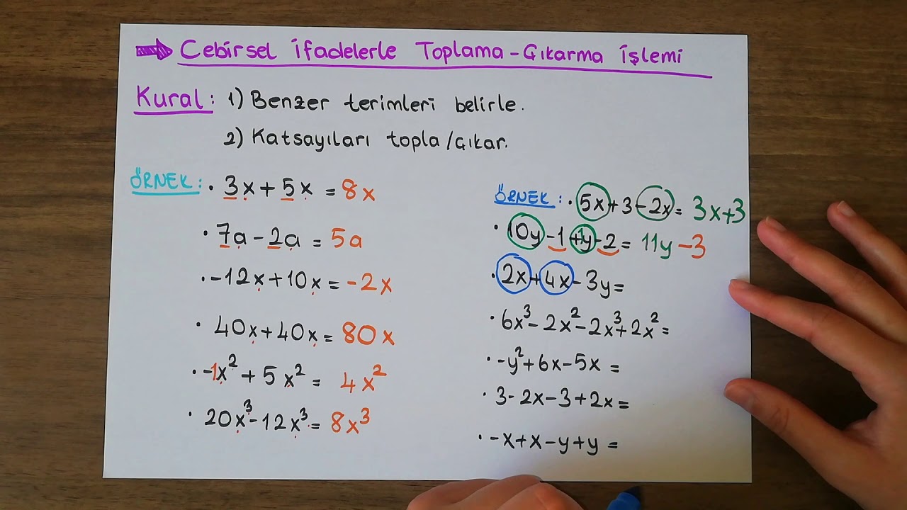 7. Sınıf Matematik | Cebirsel İfadelerde İşlemler Konu Anlatımı | Toplama-Çıkarma