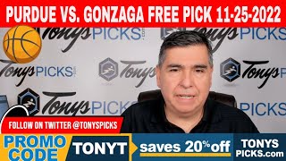 Purdue vs. Gonzaga 11/25/2022 FREE College Basketball Picks and Predictions on NCAAB Betting Tips