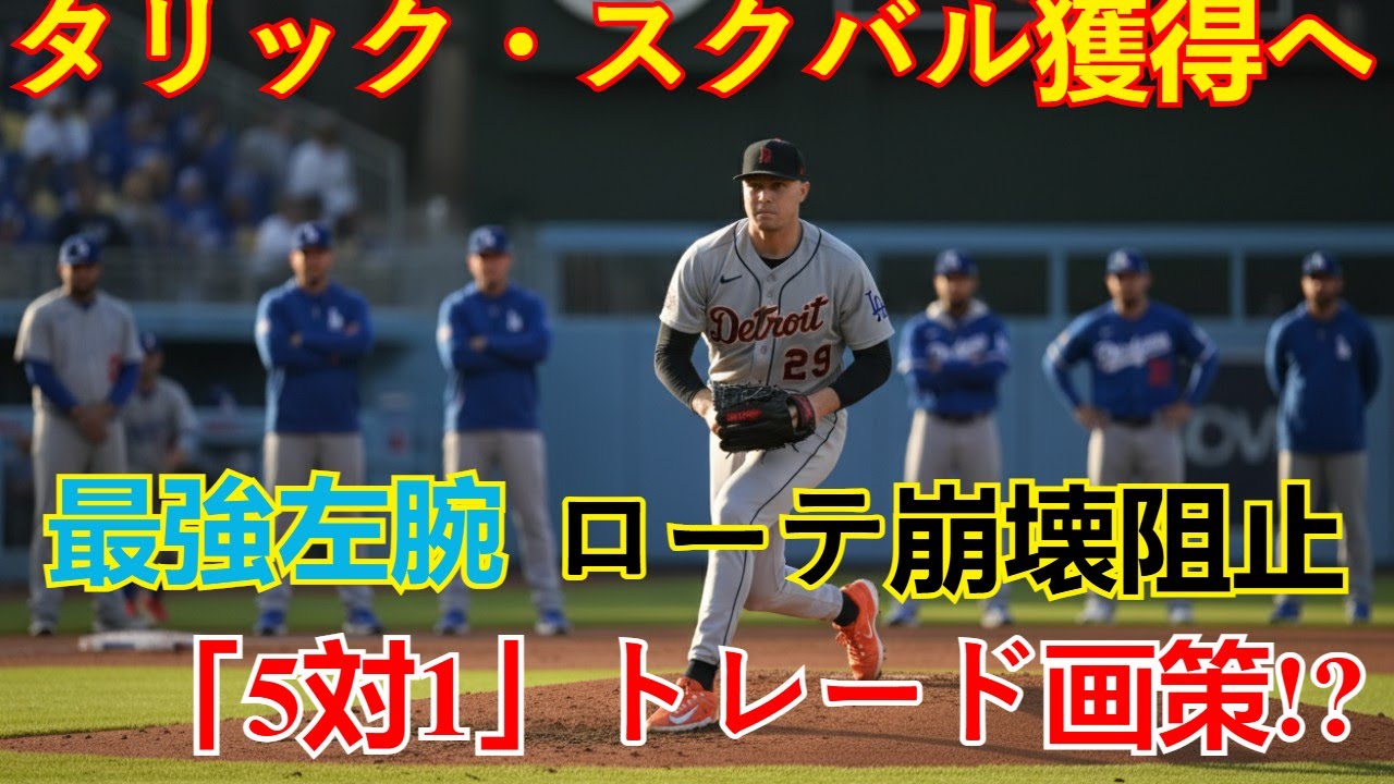 【MLB移籍情報】ドジャースがローテ崩壊を防ぐ！最強左腕タリック・スクバル獲得へ「5対1」の大型トレードを画策か？先発陣への影響を解説