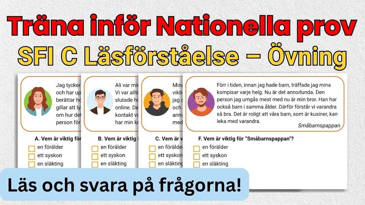 SFI C Läsförståelse - Träna på en vanlig uppgift inför Nationella provet