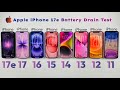 iPhone 11 vs 12 vs 13 vs 14 vs 15 vs 16 vs 17 vs 17e - Battery DRAIN Test 🔥