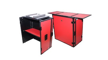ProX XS-DJSTNRB RED DJ Performer portable Table foldable with wheels case Transformer series
