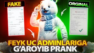 FEYK UC ADMINLARGA PRANK😂 / HAMMASINI ALDADIMMI🥵 / BUNAQASI BO'LMAGAN😱 / PUBG MOBILE