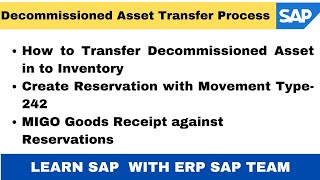 How to transfer Decommissioned Asset to Inventory in SAP II Step by Step Process. How to transfer Decommissioned Asset to Inventory in SAP II Step by Step Process.