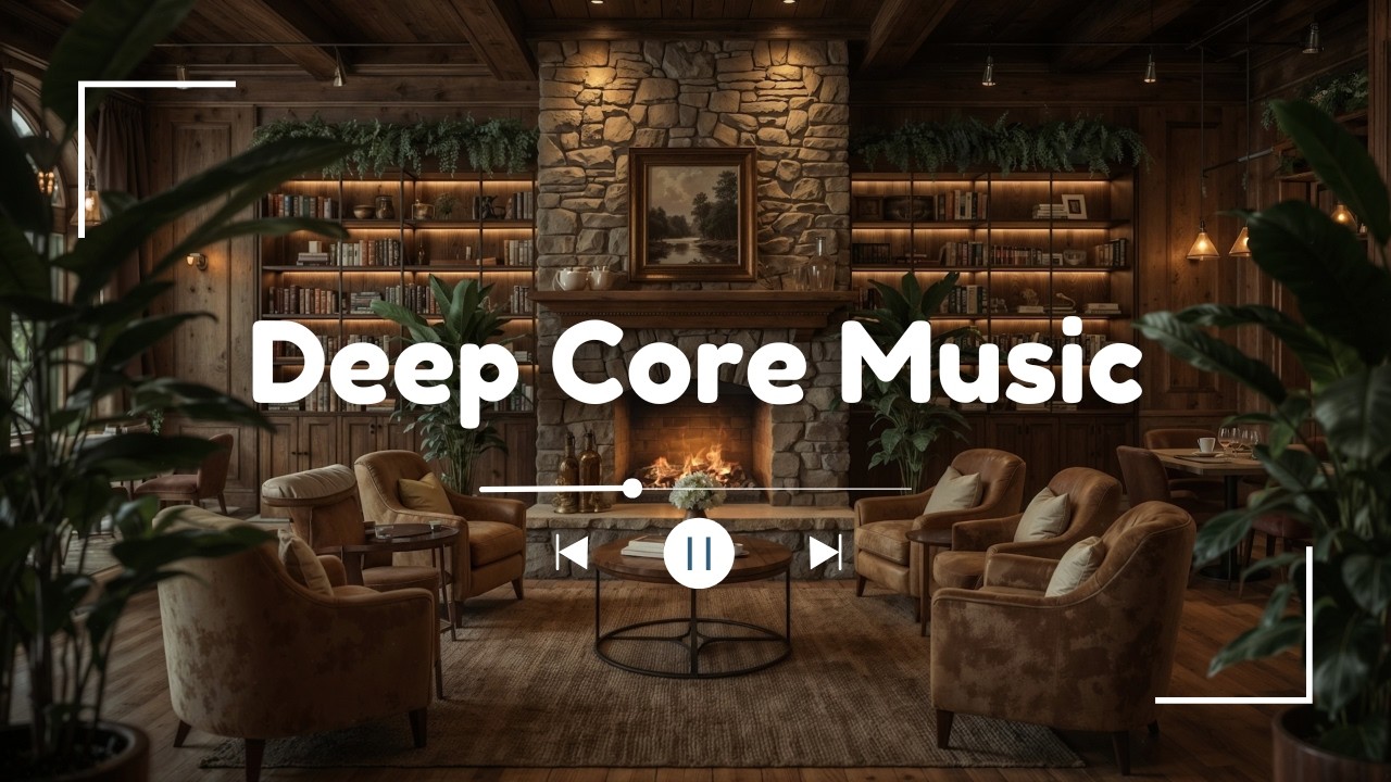 Deep Focus - Fireplace Library Lounge 📚 Warm Rustic Reading Room Ambience (No Music) | 9 Hours (4K)
