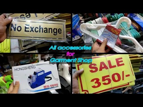 Decorative items for Garments shop | हेंगर, Price Tag machine,