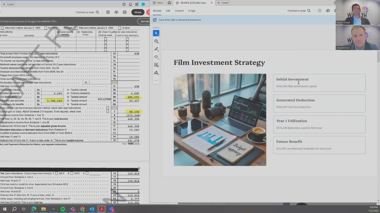 TaxesSaved.com 73 Taxes Saved Case of the Week - Movies & Strategic Roth Conversions
