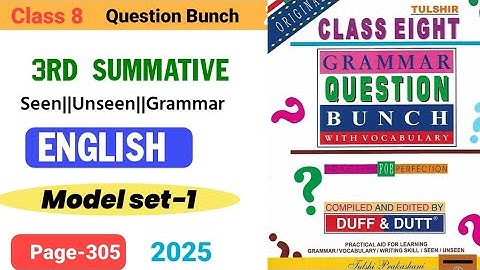 Class 8 Duff and Dutt English question bunch 2025,3rd Summative evaluation model set 1,page no-305