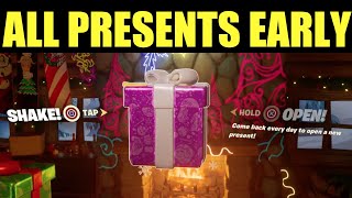 What Is Inside All Fortnite Presents 2022 Free Rewards All Presents Opend - Cozy Lodge